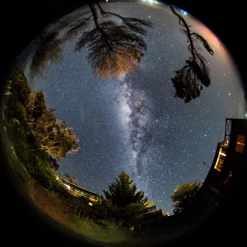 Fisheye capture of the spiral arm looking straight up